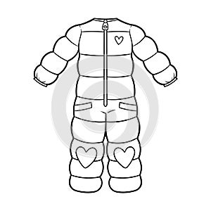 Coloring book, Winter ski jumpsuit for girls