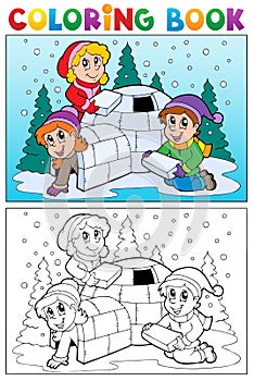 Coloring book winter topic 4 photo