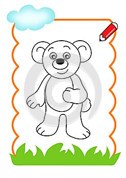 Coloring book of the wood, bear