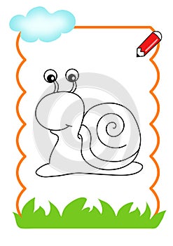 Coloring book of the wood, snail