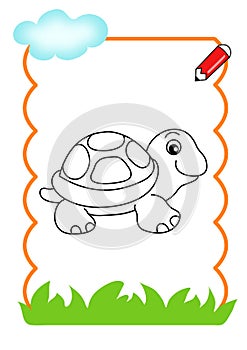 Coloring book of the wood, turtle