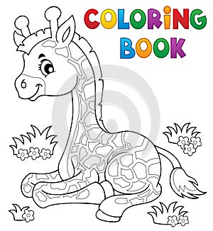 Coloring book young giraffe theme 1