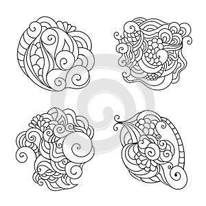 Coloring book zentangle doodle sketch. Tattoo sketch. Ethnic tribal wavy vector illustration