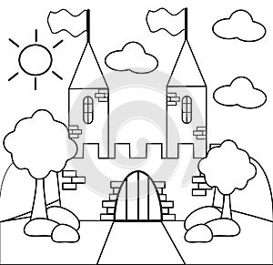 Coloring the castle in black and white