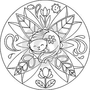 Coloring Cat Mandala