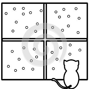 Coloring cat watching snow