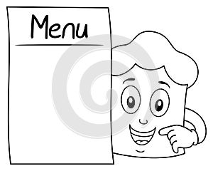 Coloring Chef Hat Character & Blank Menu