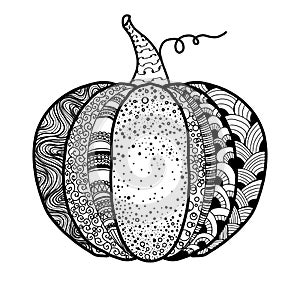 Coloring contour with pumpkin for Halloween isolated on white  background, Coloring page for kids,or coloring hand book