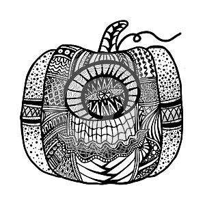 Coloring contour with pumpkin for Halloween isolated on white  background, Coloring page for kids,or coloring hand book
