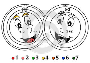 Coloring counting for little kids - smiling colored heads