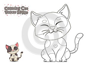 Coloring the Cute Cartoon Cat. Educational Game for Kids. Vector