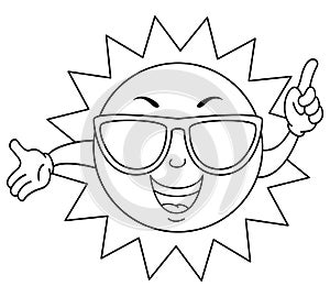 Coloring Cute Summer Sun with Sunglasses