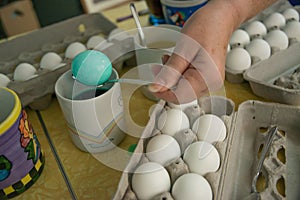 Coloring Easter eggs with dye is a fun holiday tradition