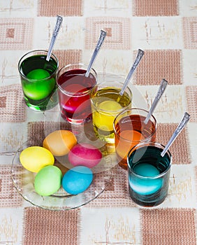 Coloring eggs for Easter holiday