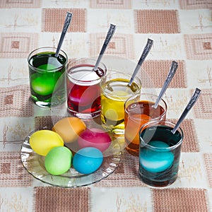 Coloring eggs for Easter holiday