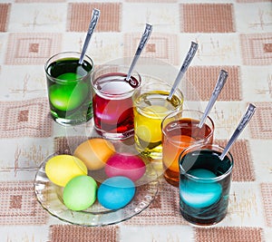 Coloring eggs for Easter holiday