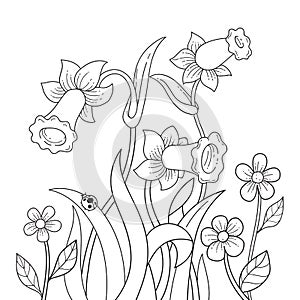 Coloring flower handdraw illustration