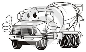 Coloring funny cement truck with gesture