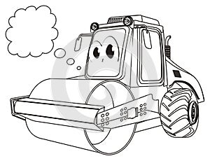 Coloring funny road roller think