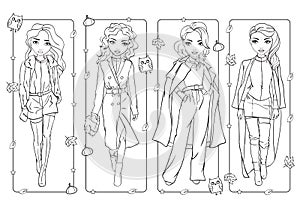 Coloring Girls In Trench Coats And High Boots