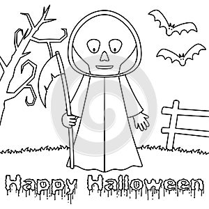 Coloring Halloween Monsters - Grim Reaper