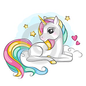 Coloring illustration of cute little unicorn.