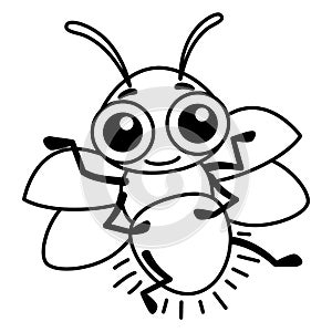 Coloring Insect for children coloring book. Funny firefly in a cartoon style