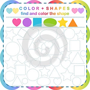 Coloring multiple shapes worksheet for practicing motor skills