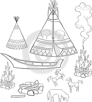 Coloring native american set