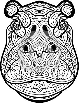 Coloring page for adults. The head of the mighty Behemoth photo