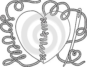 Coloring page for adults for meditation and relaxation. Image for greeting card for Valentine`s Day. Floral vignette in the