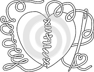 Coloring page for adults for meditation and relaxation. Image for greeting card for Valentine`s Day. Floral vignette in the