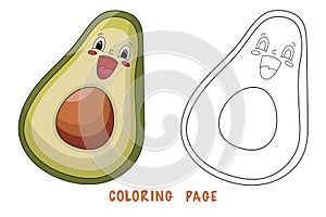 Coloring page of avocado