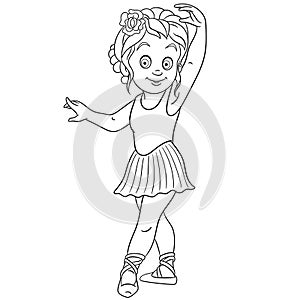 Coloring page with ballerina girl