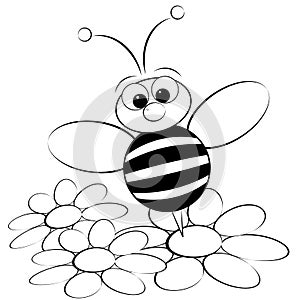 Coloring page - Bee and daisy