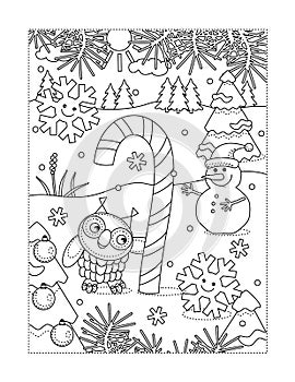 Coloring page with big magic candy cane
