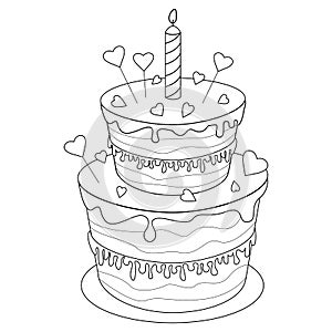 Coloring page `Birthday cake`.