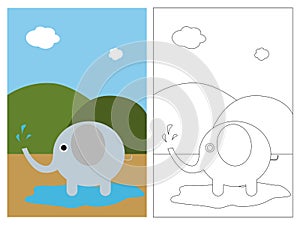 Coloring page book - elephant