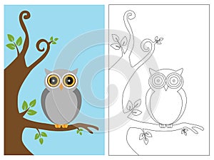 Coloring page book - owl