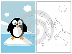 Coloring page book - penguin