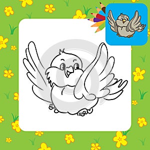 Coloring page. Cartoon bird