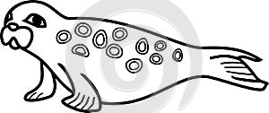 Coloring page with cartoon ringed seal