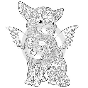 Coloring page with chihuahua dog