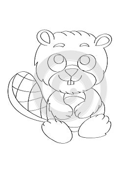 Coloring page for children with cute beaver.
