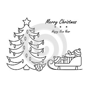 Coloring page for children. Elements for Christmas and New Year