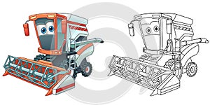 Coloring page with combine harvester