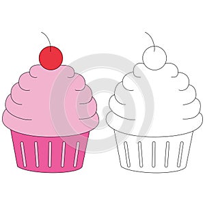 Coloring page with cupcake