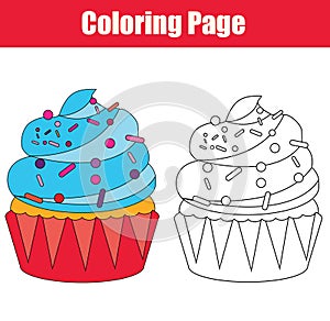 Coloring page with cupcake