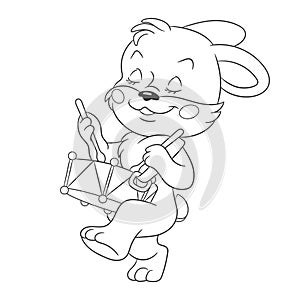 Coloring page with cute baby bunny