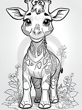 coloring page of cute giraffe